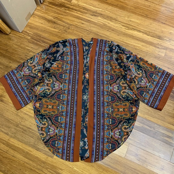 EARTHBOUND Accessories - Earthbound Trading Kimono Duster Size XL Paisley Print Open Front Boho Festival